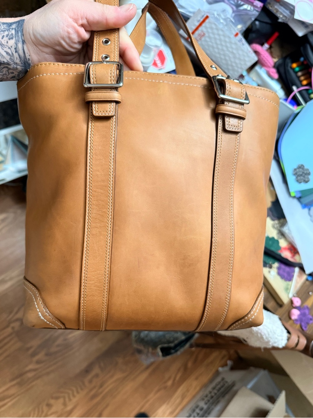 Coach vtg Hamptons Leather Carryall Tote - Picture 3 of 12